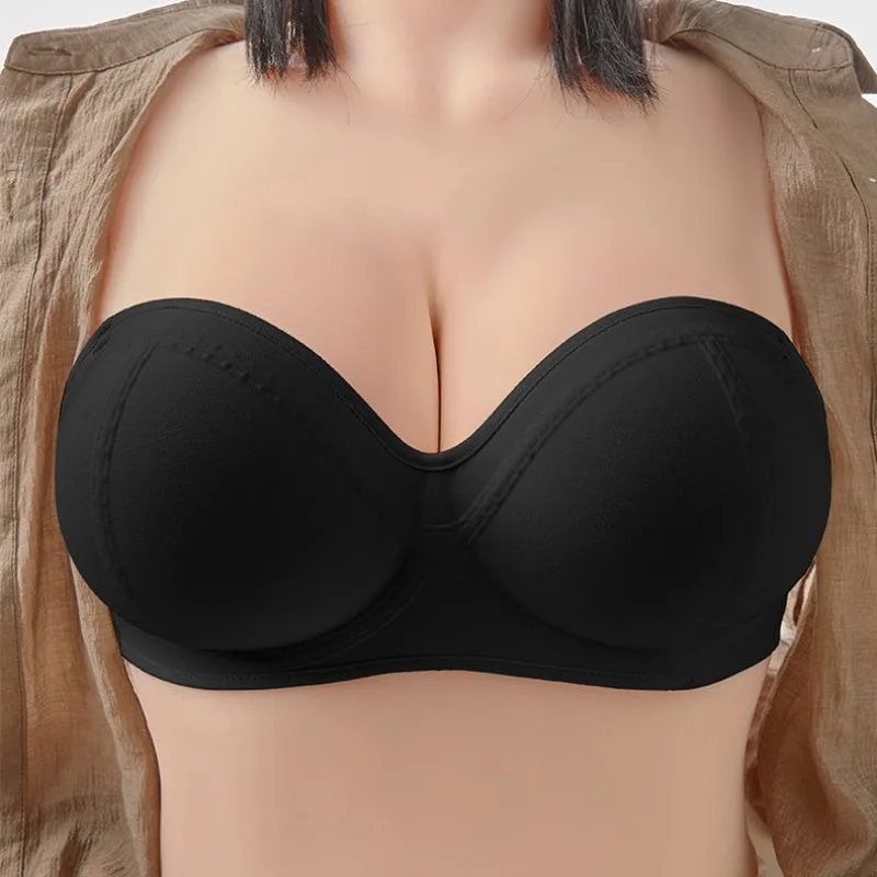 Strapless Push Up Bra 10CM Extreme Lift for Small Bust Backless Adhesive Plunge Bra No Slip Convertible Ultra Padded KUCLUT