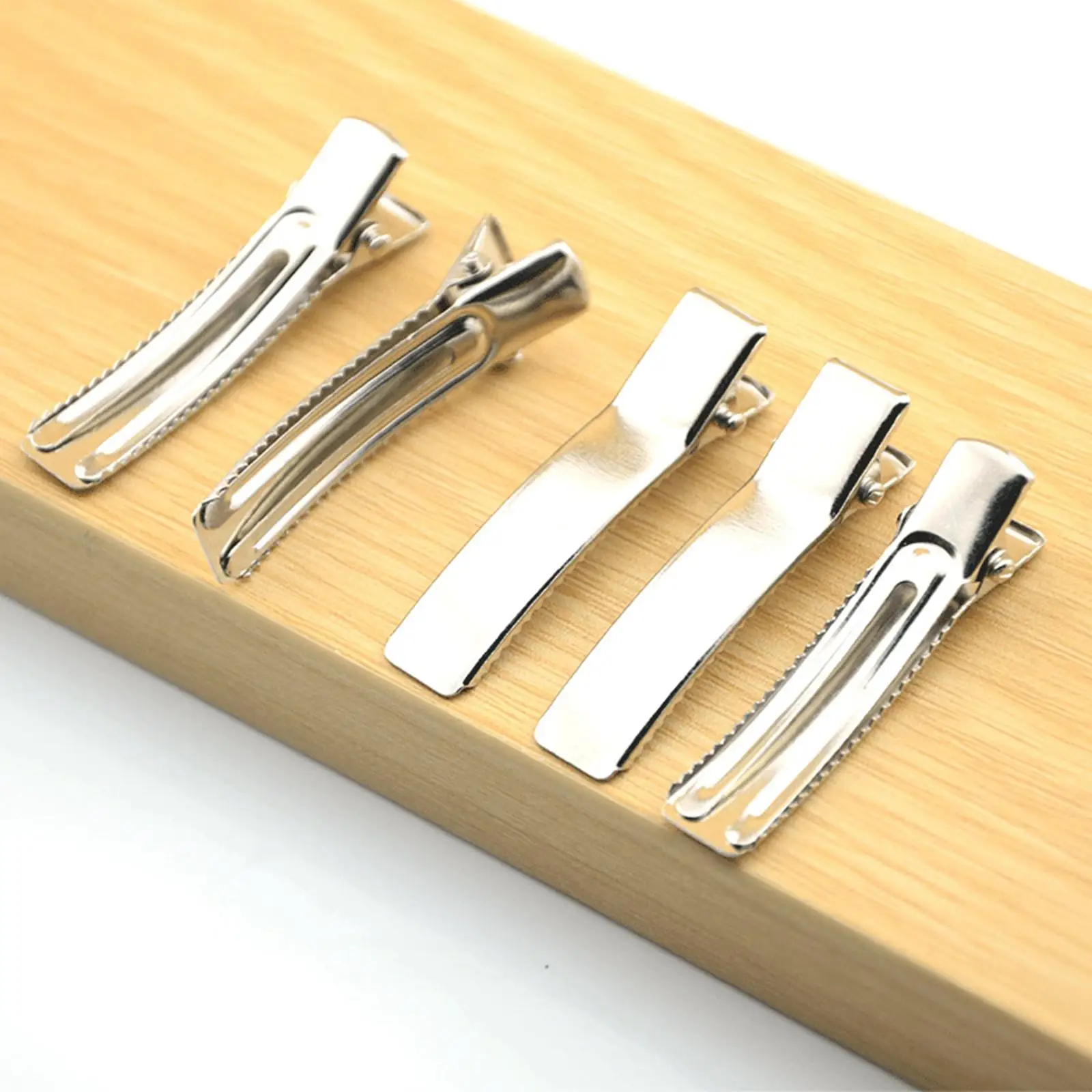 Flat Top Alligator Hair Clips Silver Metal Double Prong Hairpin Set for Girls Women Hair Decoration and Crafting view 3