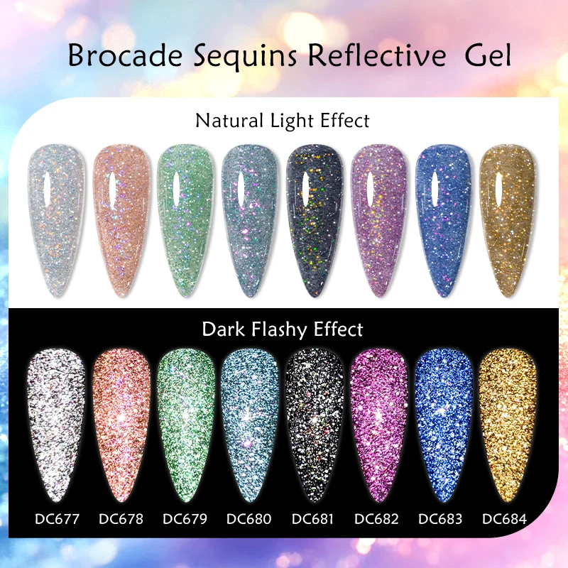 Mtssii 7ML Kleurrijke Reflecterende Gel Nagellak Glitter Fonkelende Flash Glitter Gel Polish Semi Permanente Vernis Losweken Nagels