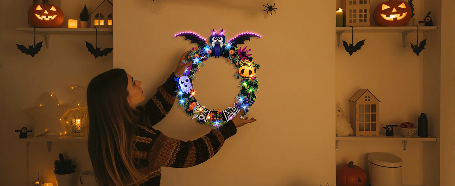 LED-Beleuchtungsset Passend für LEGO Halloween-Kranz 40825 Bausteine – Detail 7