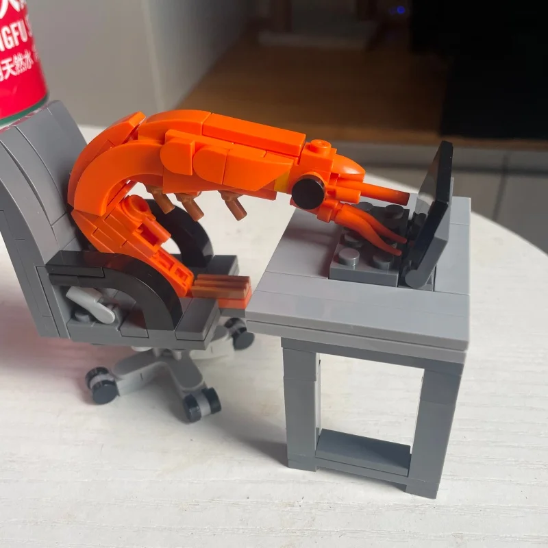 모크 빌딩 블록 새우 모델 피규어, 퍼즐 조립 인터넷 유명인 창의적 패러디 사무실 장식용 장난감 선물