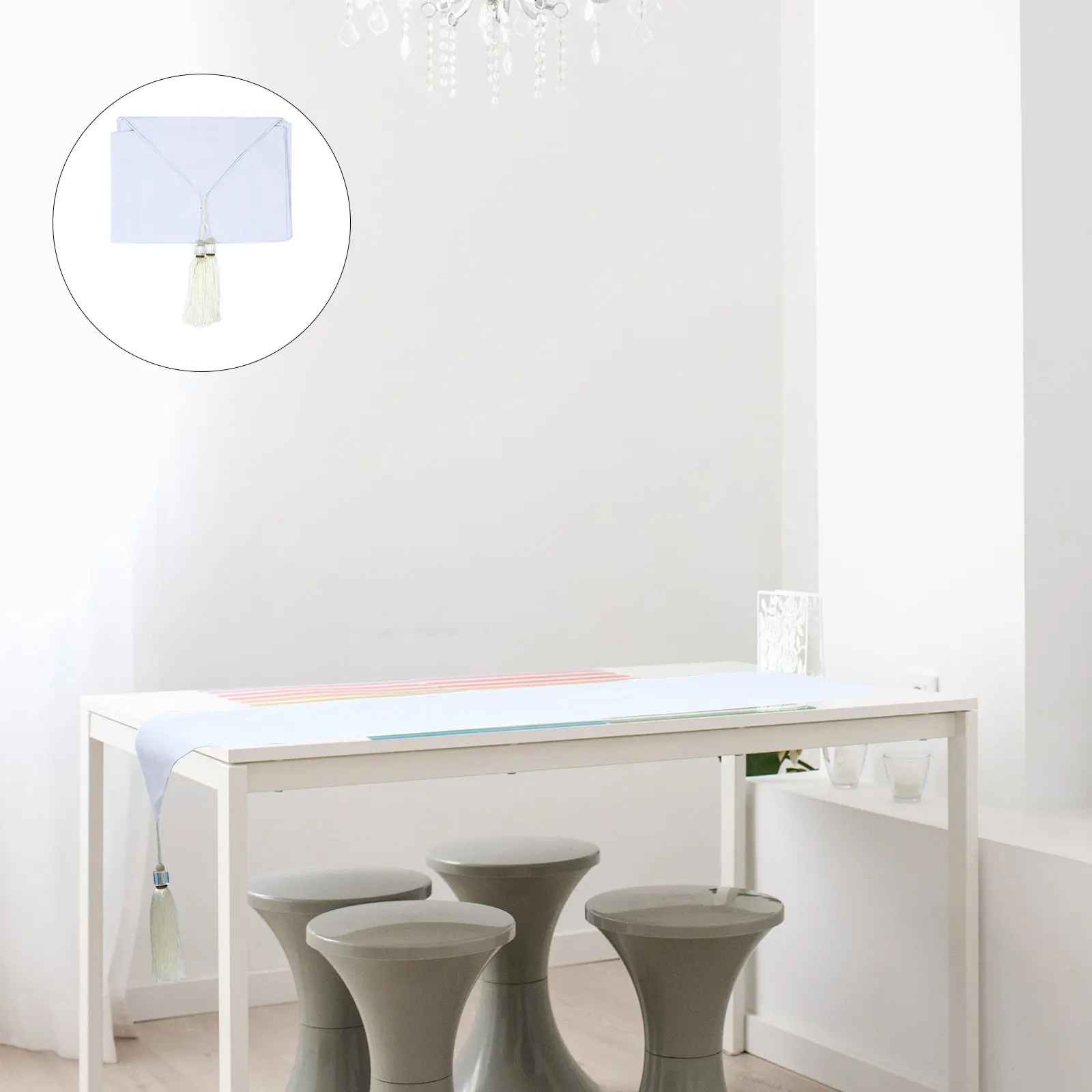 

European Style Tassel Flag Decorative Tablecloth 240Cm Long Polyester Cover For Home Banquet Holiday Decoration Reusable