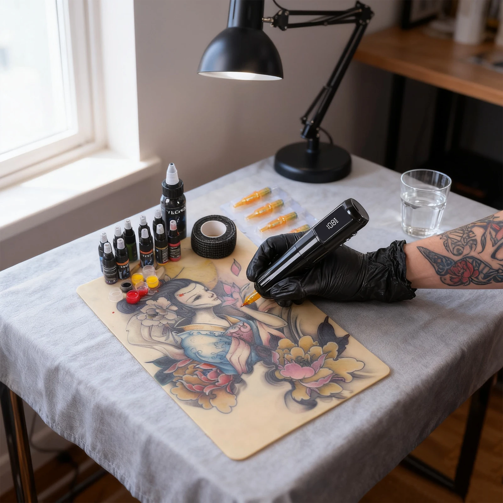 

1600 мАч Power YILONG беспроводной комплект тату-пистолета со светодиодным экраном 3,5 мм ход роторная тату-машинка набор ручек для начинающих татуировок