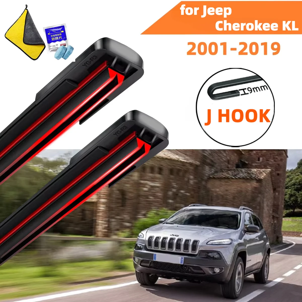 Double Rubber Car Wipers for Jeep Cherokee KL Front Blade Brushes Cutter Automobiles Parts Accessorie Wiper Windscreen Wiper