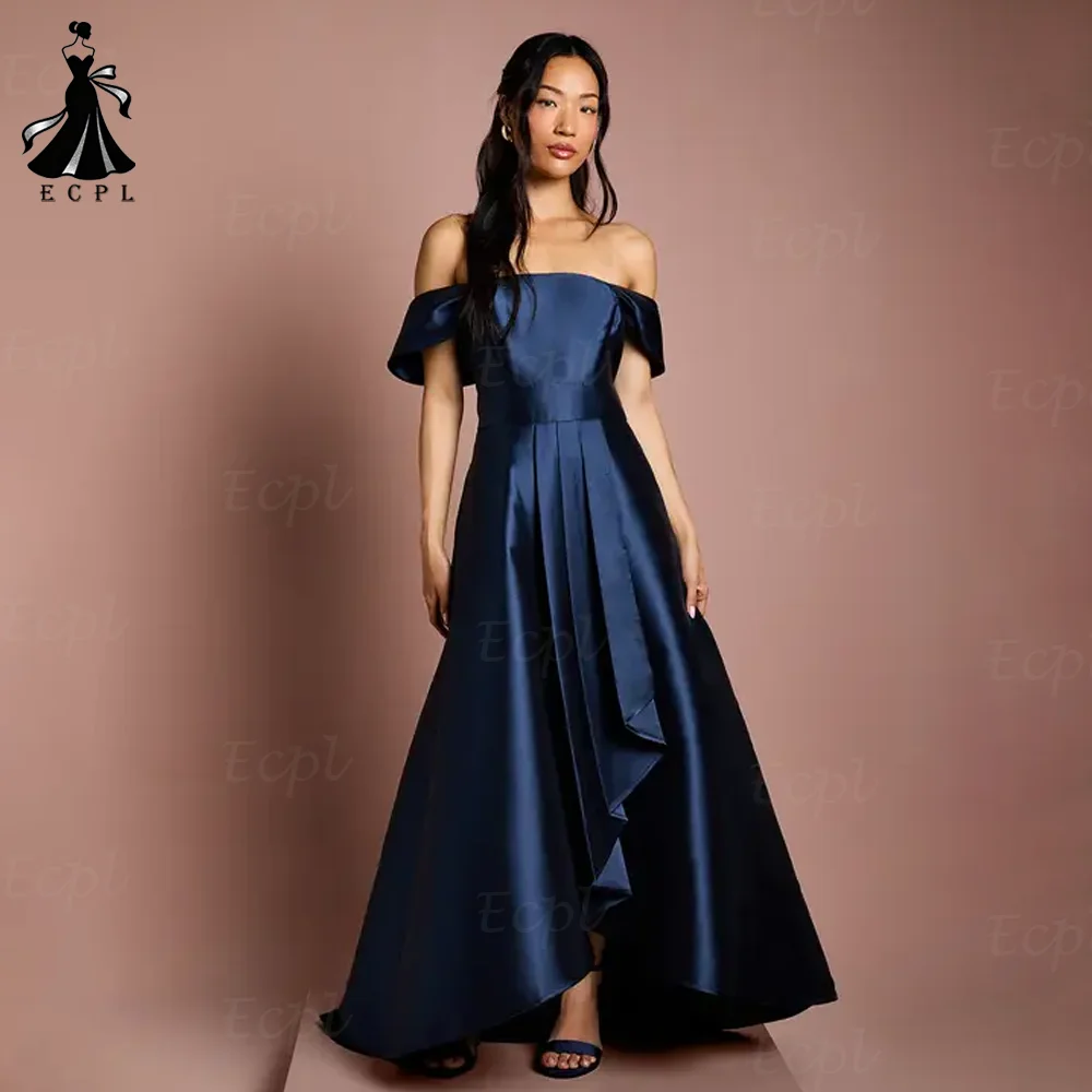 Ecpl رقبة قارب على شكل حرف a فساتين حفلات التخرج بدون أكتاف بدون أكمام بدون ظهر فساتين سهرة بسحاب خلفي مخصصة رداء السهرةEcpl قارب رقبة A-خط حفل حفل فساتين قبالة الكتف بلا أكمام خلفية فساتين المساء الخلف السحاب فساتين م #1