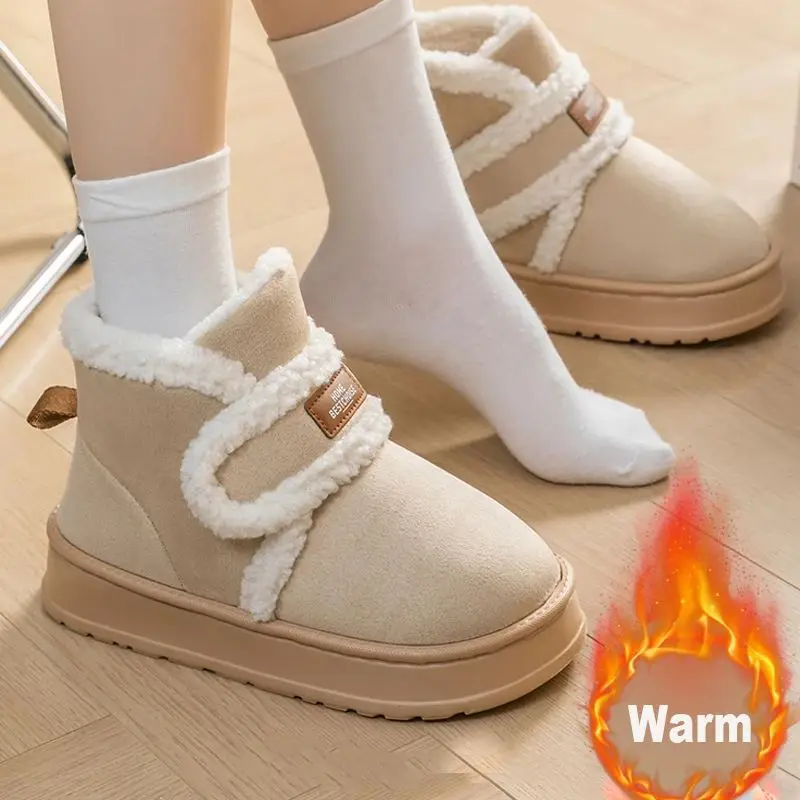 

Women's Thi Soled Snow Boots Fluffy Plu Faux Fur Soft Warm Busin Casual oes Flat Head Sle Winter Season PU Sole