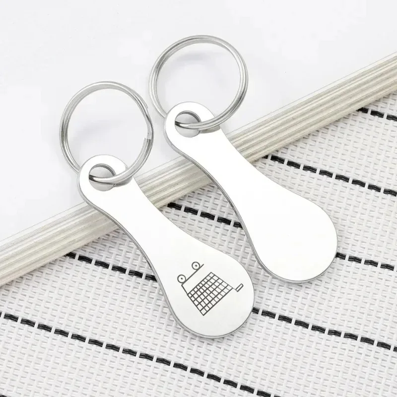 Metal Trolley Shopping Tokens With Key Ring Portable Multi-Purpose Shopping Cart Token Keychain Indoor Outdoor Decor