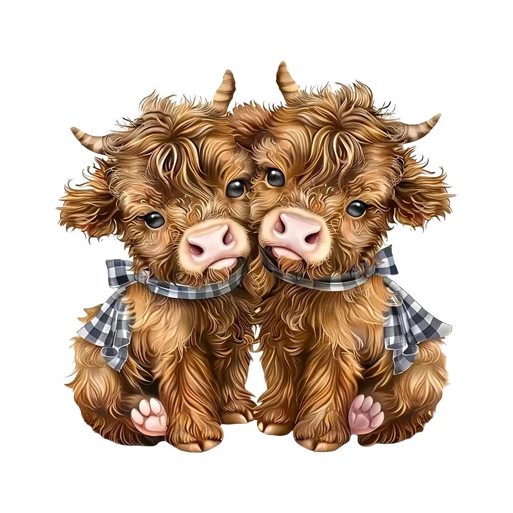 Adorable Highland Calf Self-Adhesive Vinyl Decal, Used for Car Windows, Bumper, Laptops, Waterproof Exterior Car Accessories