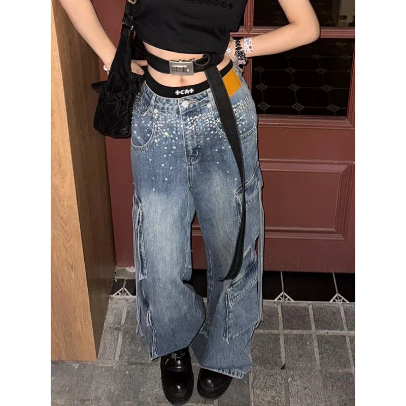

Women Vintage Blue Y2k Jeans Harajuku 90s Baggy Denim Trousers Female Streetwear 90s 2000s Boyfriend Pants Oversize Clothes