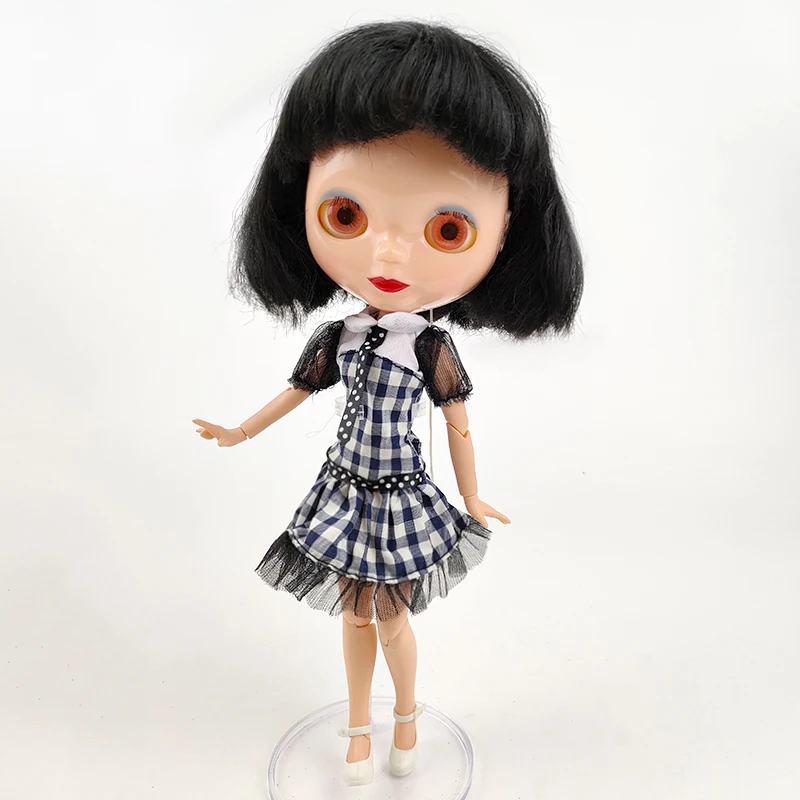 White Black Plaided Doll Clothes For Blythe Doll Dress Gown For Neo Blythe 1/6 Accessories Outfits For Licca Dolls Toys