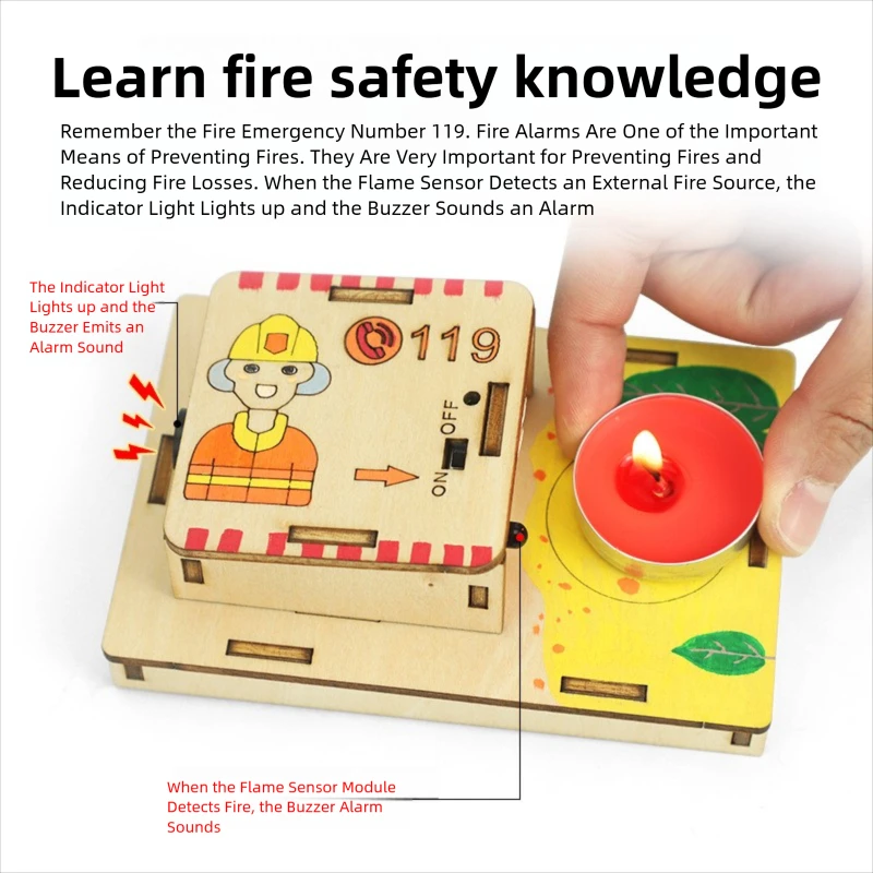 DIY Fire Alarm Circuit Kit Puzzle Handmade Science Technology Educational Kit Puzzle STEM Toy Gift for Children
