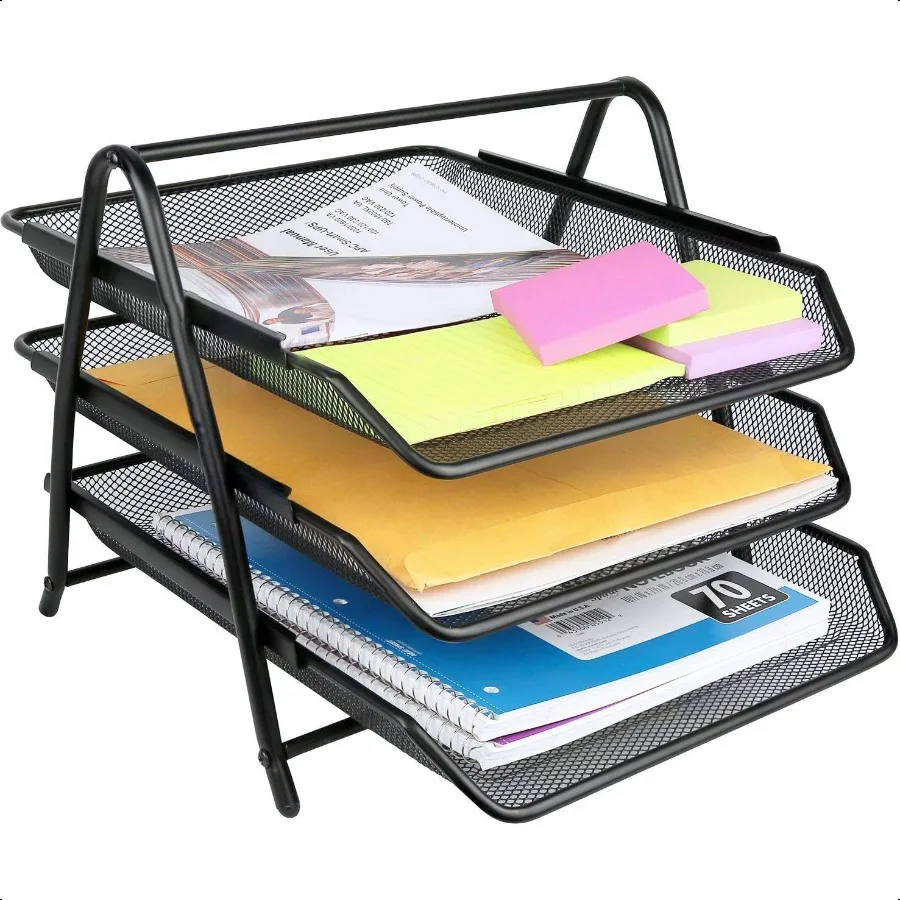 

Greenco Letter Tray Desk Organizer 3Tier Mesh Paper Tray Document Letter Office Paper Organizer Black