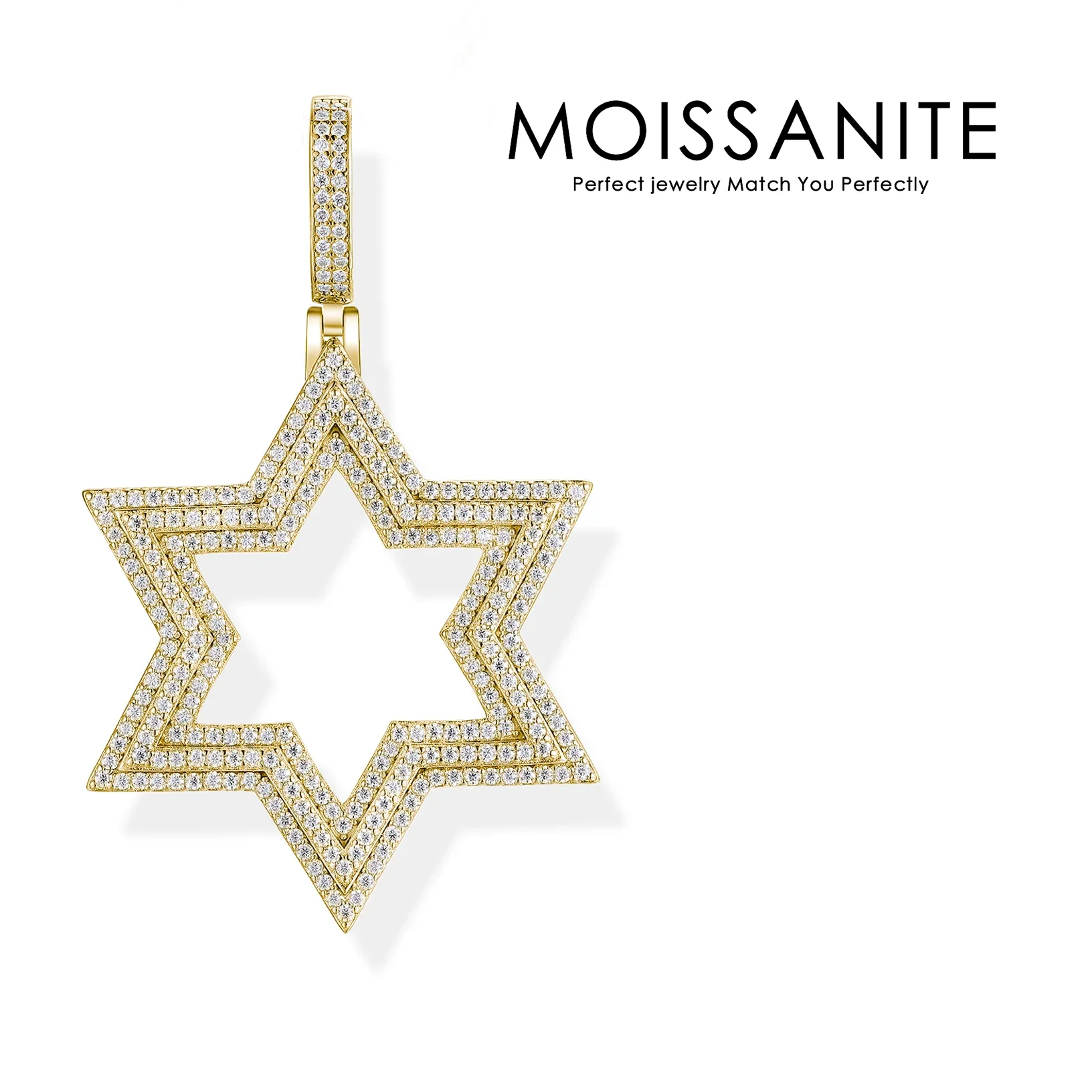 

2.788 CTW Moissanite Cuban Link and Tennis Chain Pendant - Fusion of Elegance in 18K Gold Plated S925 Sterling Silver