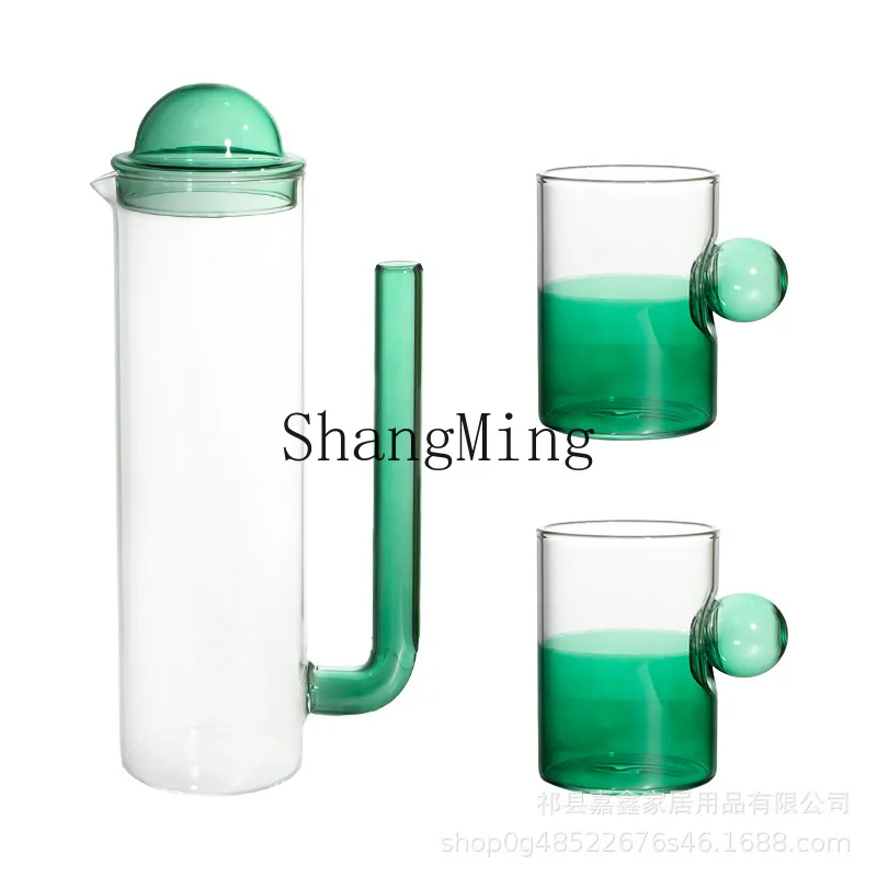 

DSA Modern Simple Glass Cold Kettle Set Household Model Room Handle Kettle High Borosilicate Hot Water Cup