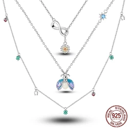 925 Sterling Silver Snake Multi-Hoop Heart Necklace Noctilucent Fireflies Necklace Wedding Party Jewelry For Women Necklace Gift