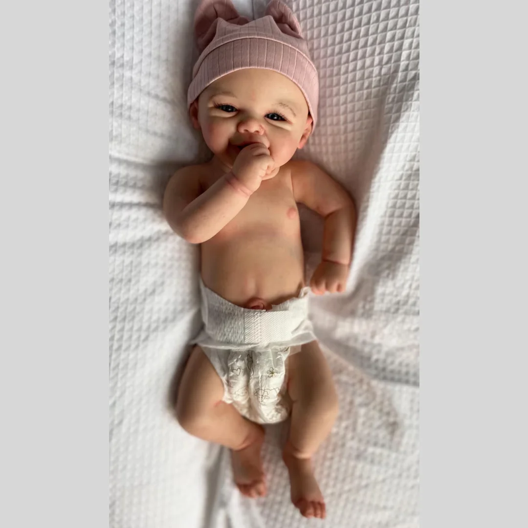 43-45 ซม.สามารถเปิดปาก Vivienne ล้างทําความสะอาดได้ซิลิโคน Bebe Reborn ตุ๊กตาสาวทาสีผิวเหมือนจริงทารกแรกเกิดตุ๊กตาสาว