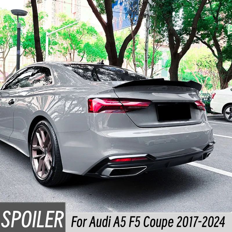 

Для Audi A5 F5 Coupe 2017-2024 PSM стиль карбоновый черный автомобиль задняя крышка багажника спойлер крылья тюнинговые аксессуары Запчасти