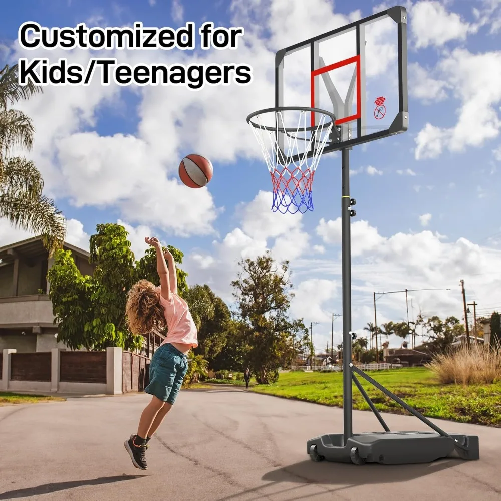 Verstellbarer tragbarer Basketballkorb für Kinder, Jugendliche und Jugendliche – Basketballtore für Hinterhof-Einfahrt im Freien 4,82 bis 8,53 Gebühr