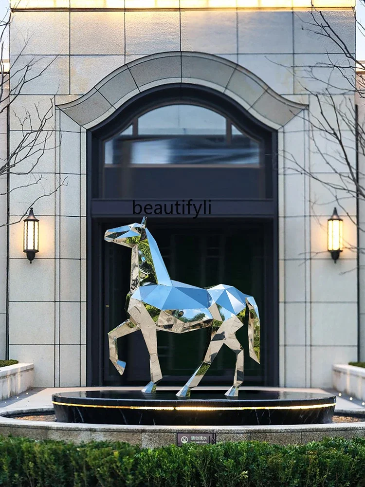 Stainless Steel Sculpture Lobby Outdoor Large Floor Ornaments Sales Office Courtyard Lawn Landscape Decorations