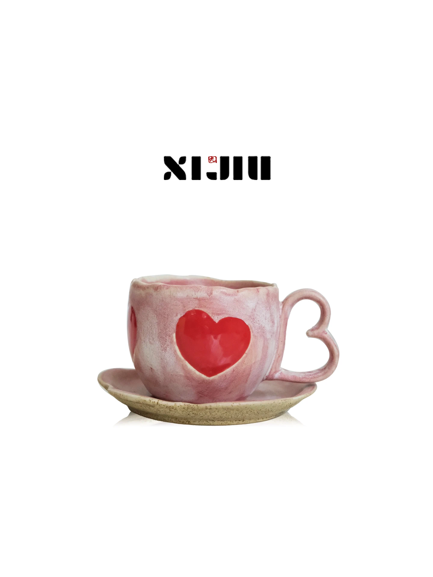 Handmade Ceramic Coffee Cups Couple Matching Hearts Gift for Girlfriend Wedding 250ml Simple Texture Design Suitable for Cafe