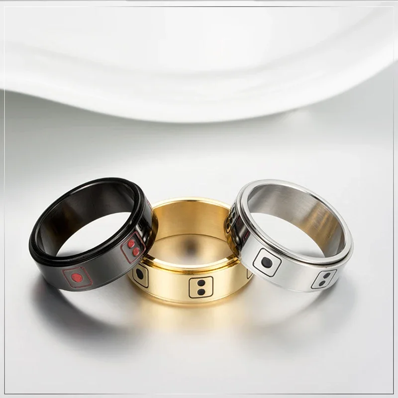 Men's 8MM Stainless Steel Dice Spins Spinner Ring Band Sieve Sifter Strainer Wedding Rings Free Delivery Gothic Couple Rings