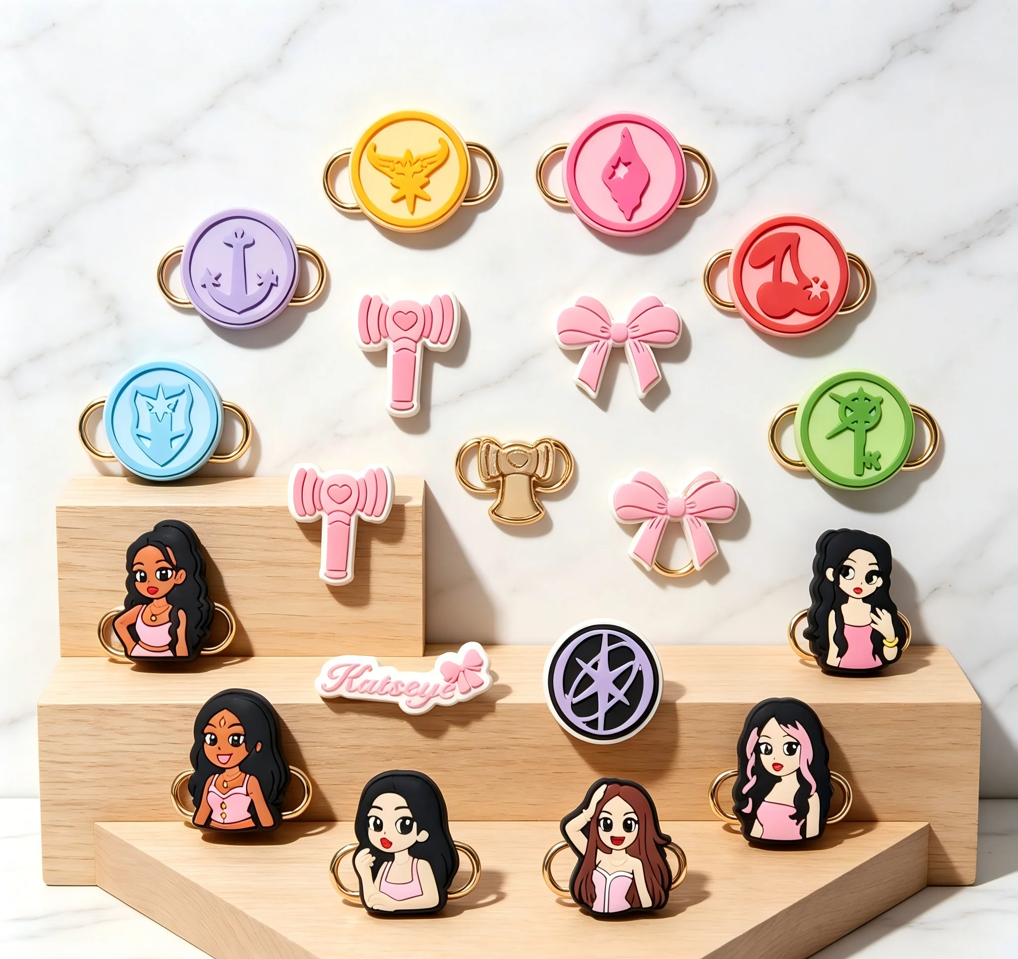 

Katseye Girl Group Shoe Charms Cute Cartoon Flower Shoe Buckle DIY Shoe Charms For Clogs Sandals Fans Gift Party