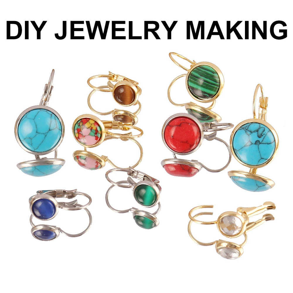 10Pcs Stainless Steel French Lever Back Earrings Base for Jewelry Making Supplies DIY Glass Cabochon Cameo Tray Earring Findings image 5