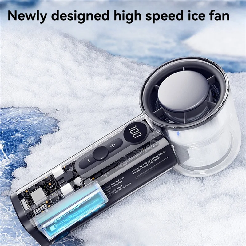 FAST-Mini Turbo Fan AI High Speed Handheld Cooling Fan 100 Levels Adjustable Digital Display For Travel/Work/Home/Outdoor B