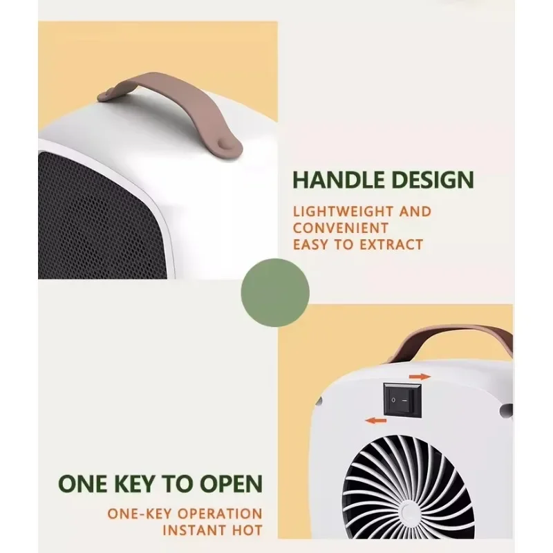 มินิเดสก์ท็อปไฟฟ้าแบบพกพาเครื่องทําความร้อนอย่างรวดเร็วน้ําหนักเบา 500W เครื่องทําความร้อนเซรามิคในร่มสํานักงาน Handwarmer