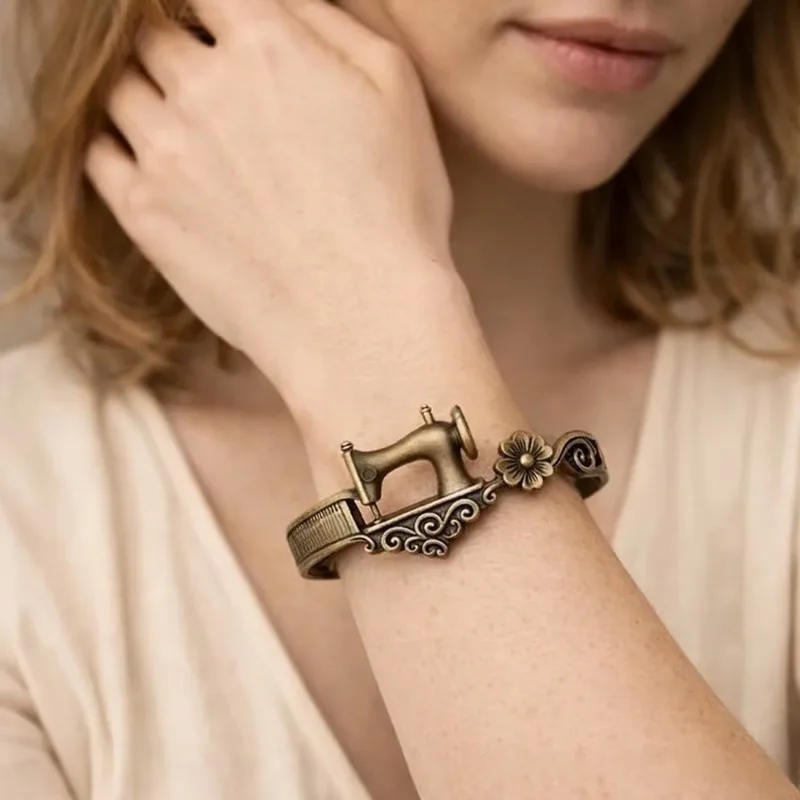 1/2pcs Arrival Sewing Machine Charm Bracelet Fashion Handmade Sewing Lover Theme Bracelet Vintage Craft Jewelry Gift for Women view 3