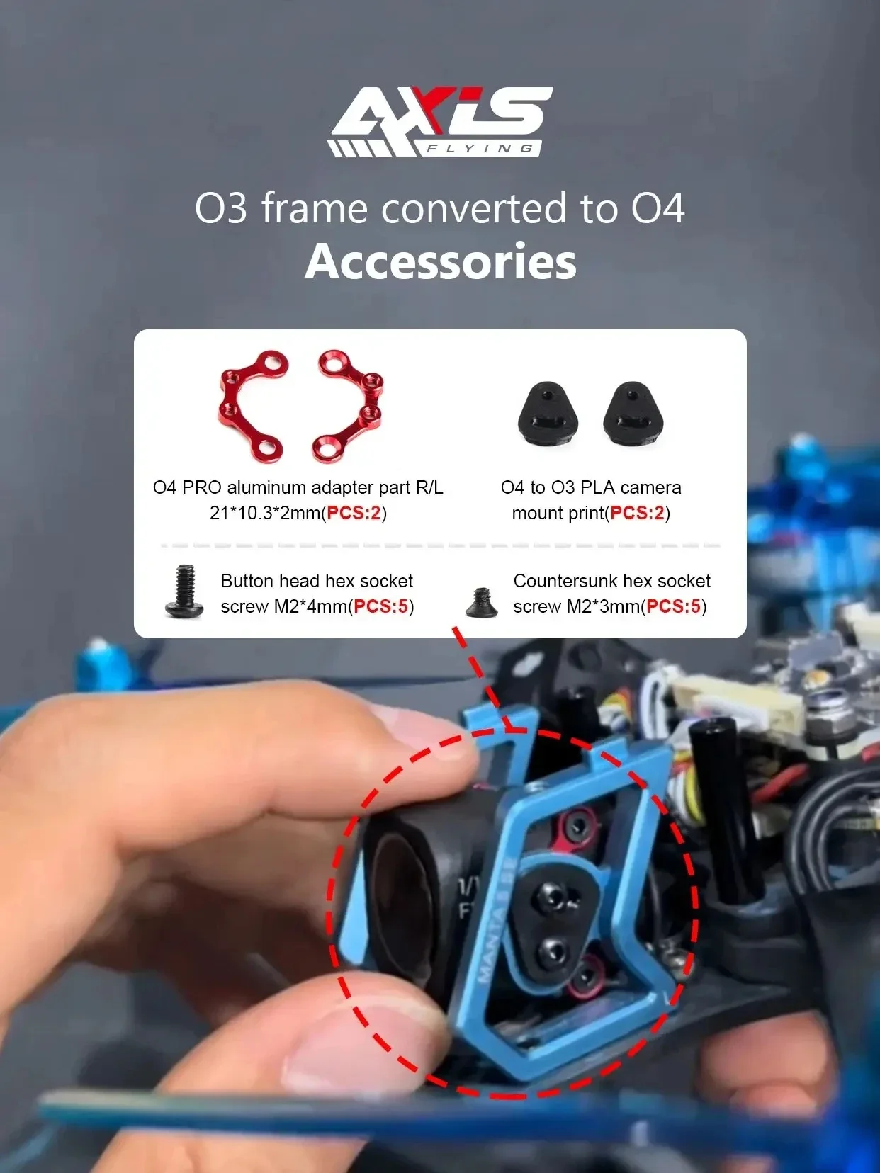 Axisflying O4 PRO to O3 Adapter for FPV Accessories
