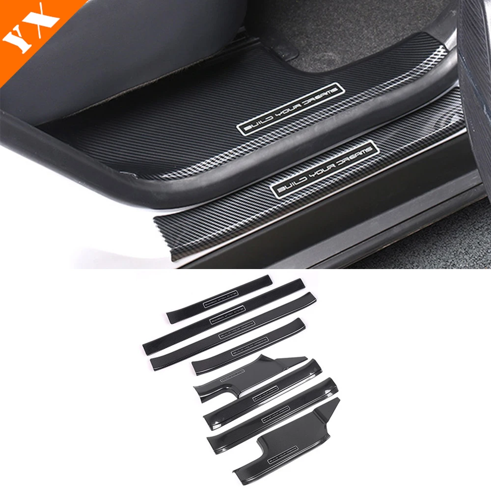 

Carbon look Garnish Car Door Sill Scuff Plate Welcome Pedal Protection Trim For BYD Tang EV Styling Accessories 2018-2024