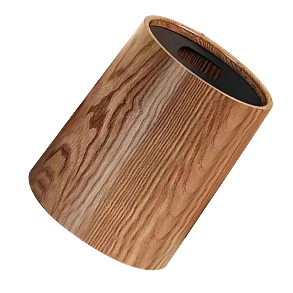 

Round Large Wood Grain Trash Can Plastic Garbage Bin No Lid Easy Clean for Kitchen Living Room Bedroom Office Waste Container
