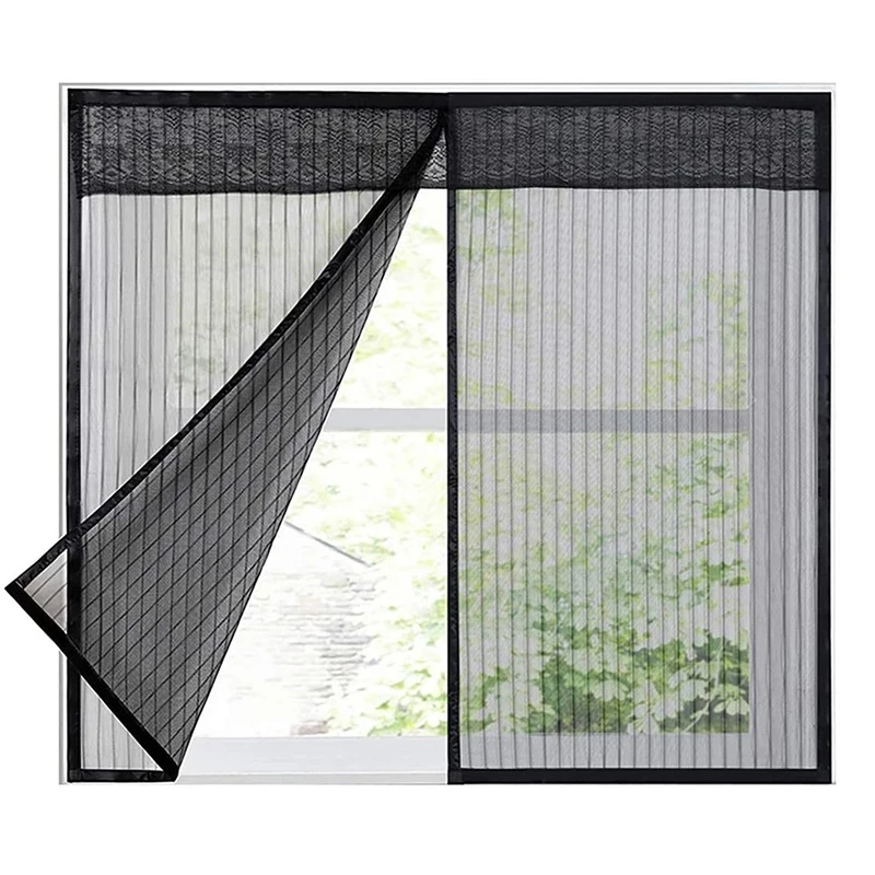 Custom Folio Magnetic Window Screen Mesh Indoor Anti-Mosquito Curtain Tulle Summer Invisible Removable Washable Screen Net