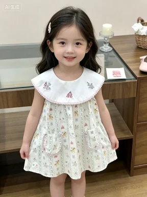 Vestido Colete Infantil de Verão com Estampa de Pônei de Desenho Animado 2026 - Tecido Leve, Macio, Vibrante e Infantil com Estampa de Pônei de Desenho Animado
