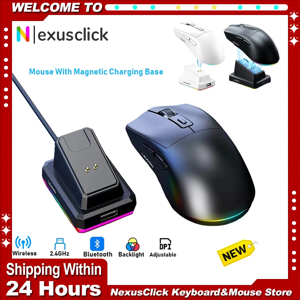 

Wireless Bluetooth Mouse Magnetic Rechargeable Dock RGB 2.4G Dual Mode Rechargeable Mice for Tablet Laptops Computer PC Laptop