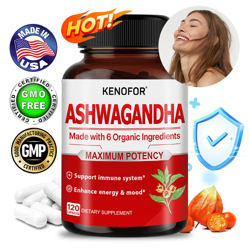 

Organic Ashwagandha Capsules 650 Mg, Mood Enhancer, Adrenal, Thyroid Support, Anxiety and Stress Relief Supplement