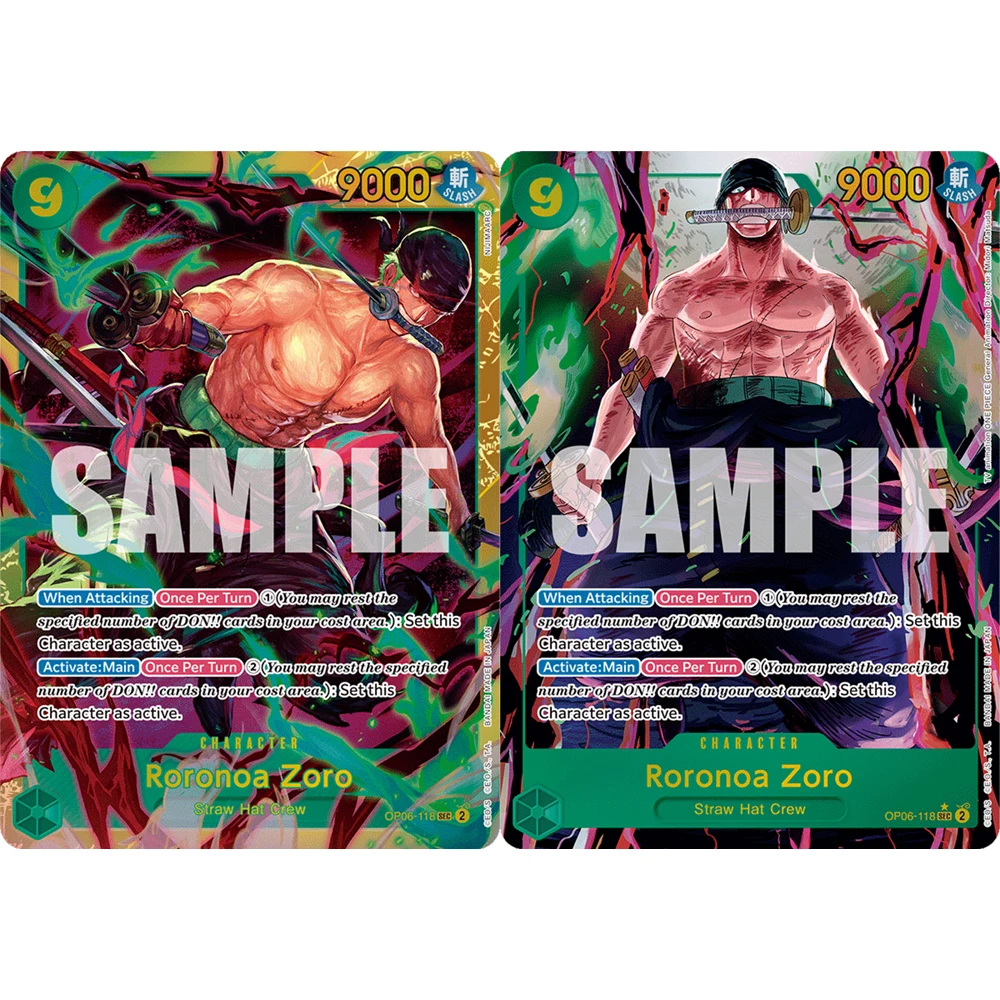 ONE PIECE Sammelkarten Roronoa Zoro OP06-118 EN DIY Hochwertige Selbstgemachte Spiel-Anime-Karten Geschenkspielzeug