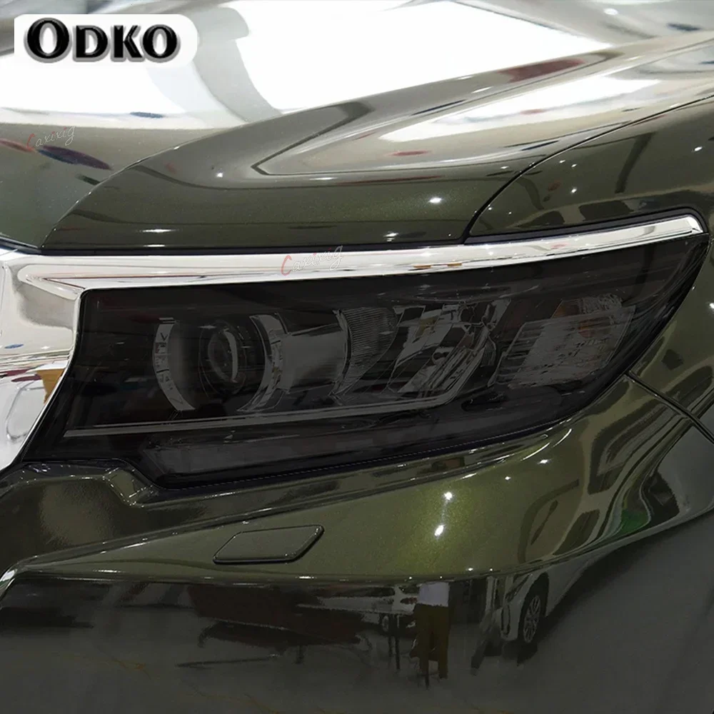 2 Pcs Car Headlight Protective Film Headlamp Transparent Black TPU Sticker For Toyota Land Cruiser Prado 2017-Present Accessorie