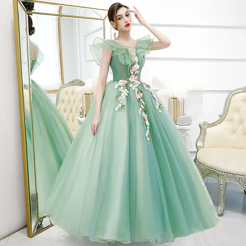 Colored Gauze 296 Wedding Dress New Style Tutu Skirt Long Evening Dress Women