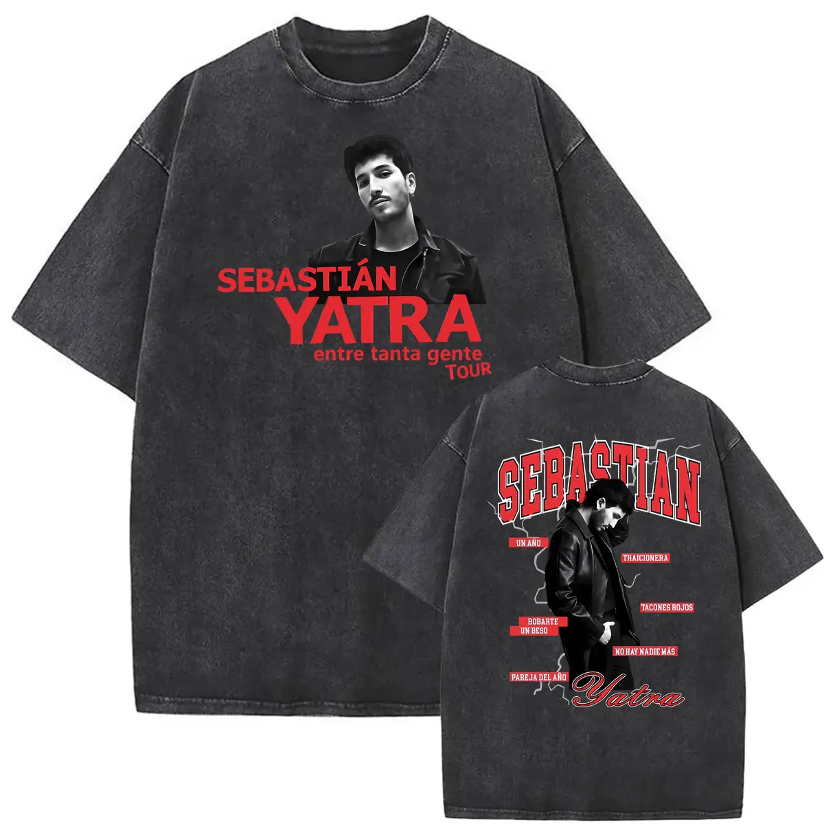 Sebastian Yatra Entre Tanta Gente Tour 2026 T Shirts Men Women Summer Gothic High Street T-shirt Vintage Washed Cotton Tee Shirt