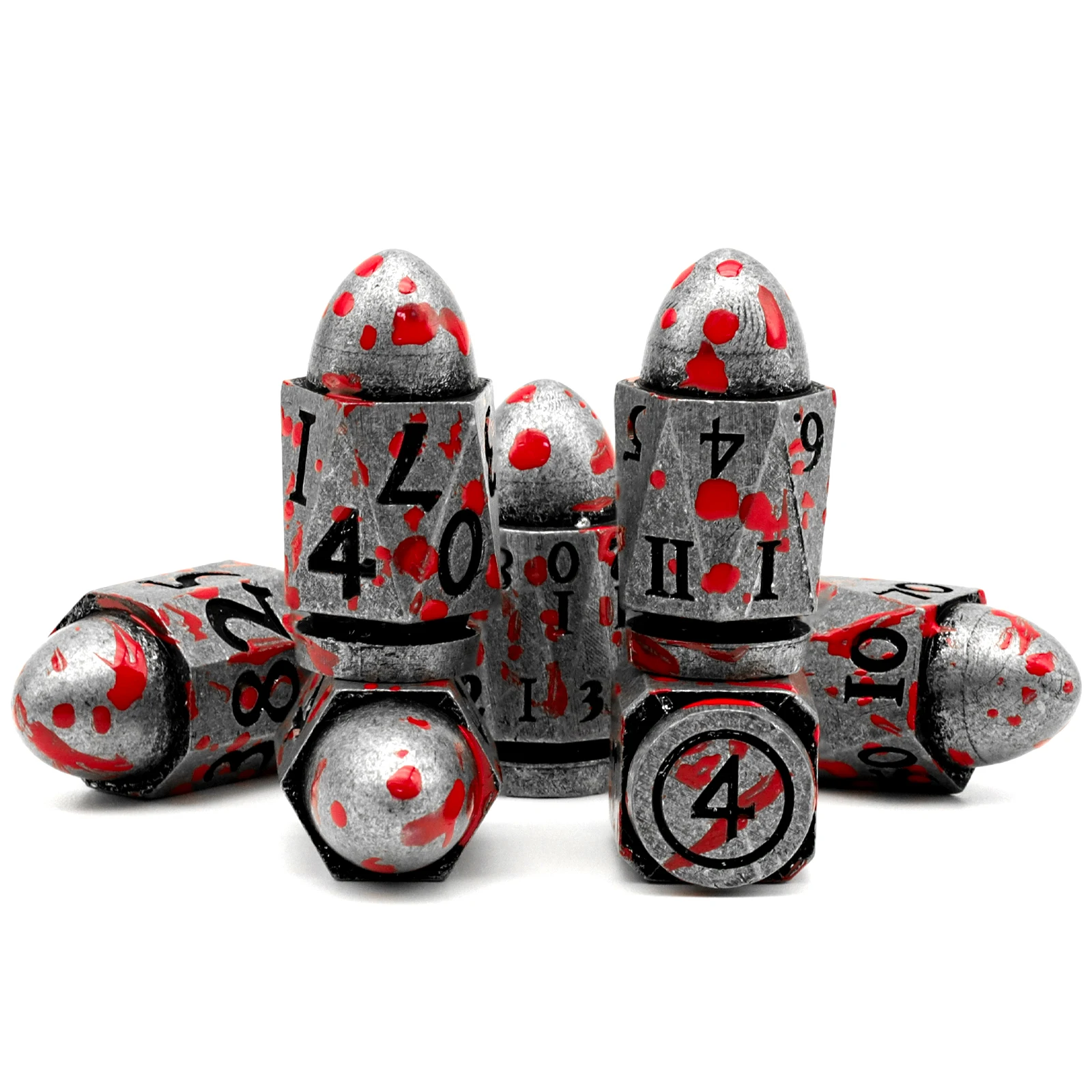 

Bullet DND Metal Dice Set D&D Bloodstain Cool Cyberpunk Dice for Dungeons and Dragons Role Playing Game Sci-Fi Warhammer