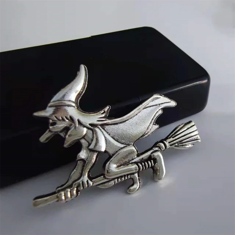 Retro Witch Riding Broom DIY Metal Badge Decor For ZP ZORRO Lighter High Quality  Handmade Decor Accessory Smoking Gadget