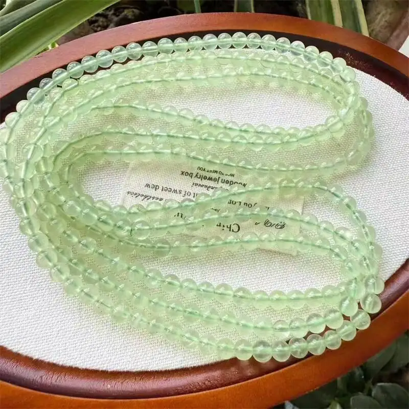 5.5MM Natural Prehnite Triple Circle Bracelet Jewelry Woman Men Healing Unisex Stretch Holiday Gift 1PCS