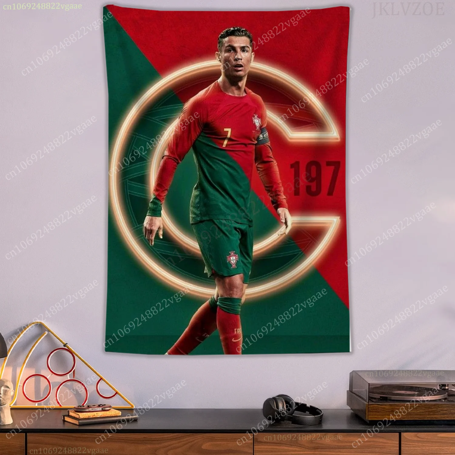 2025 رونالدو نسيج رجل البرتغال الملصقات كرة القدم قفازات الحائط لغرفة النوم الديكور الجمالية Tapices العلم خلفية #3