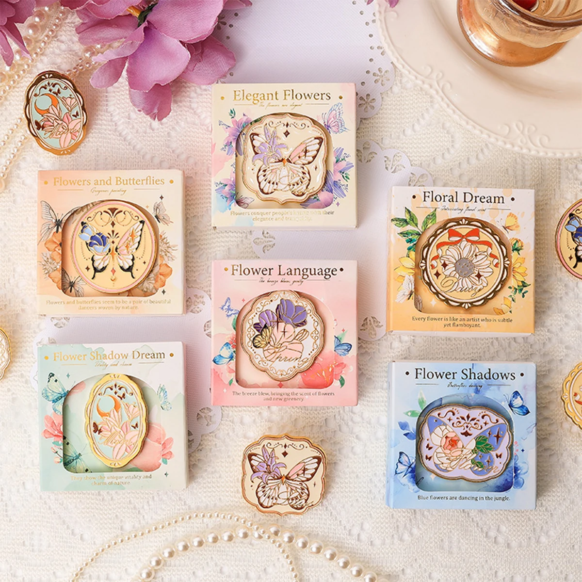 قطعة واحدة من مشبك الإشارة المرجعية المعدني بنمط زهور الفراشة، حرفية منقوشة، لمشبك تزيين تخزين المستندات المكتبية للدراسة.