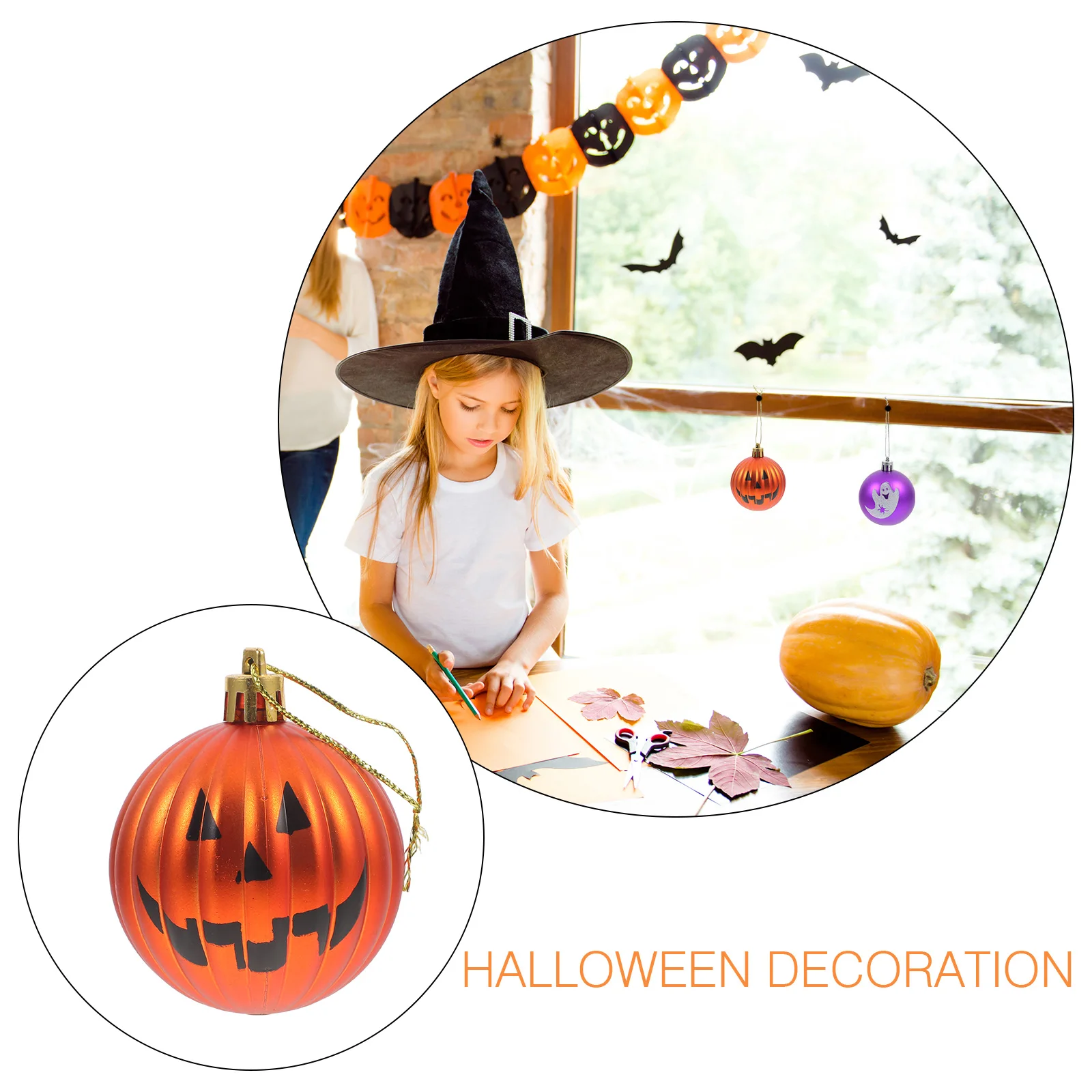 

6Pcs Halloween Smiling Pumpkin Ball Ornaments Hanging Halloween Tree Decoration Party Supplies Hanging Balls Festival Decoration