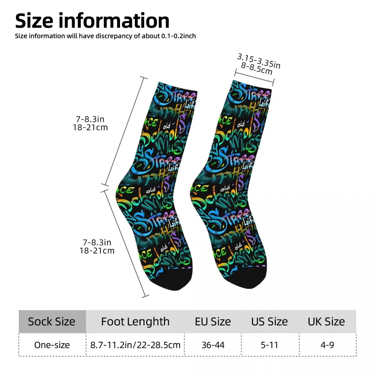 Crazy compression Urban Sock for Men Harajuku Seamless Pattern Crew Sock Casual