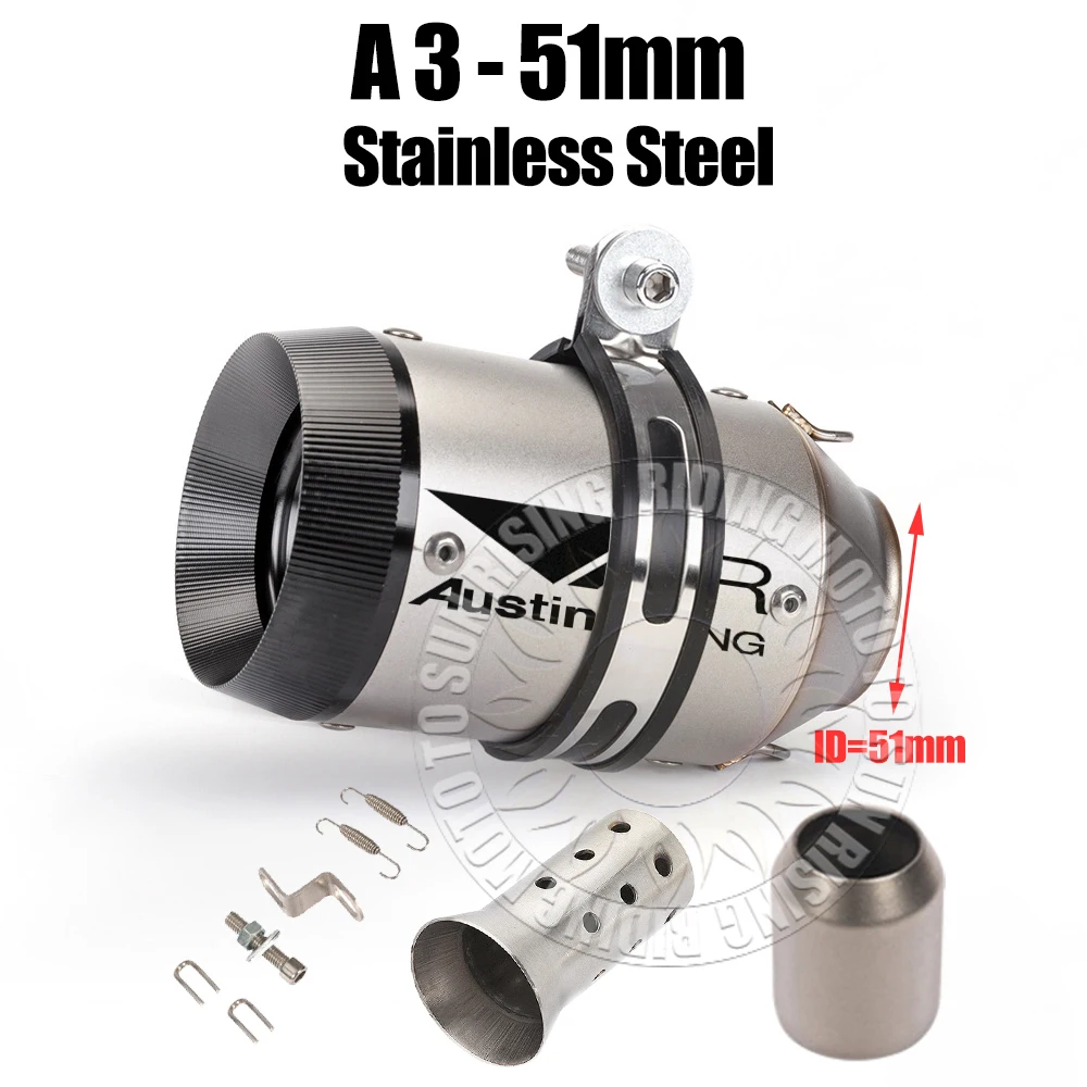 51mm 60mm Carbon/Stainless/Titanium AR Motorcycle Exhaust Muffler For Kawasaki Honda Yamaha KTM CF Suzuki Ktm Bmw etc Tail Pipe image 3