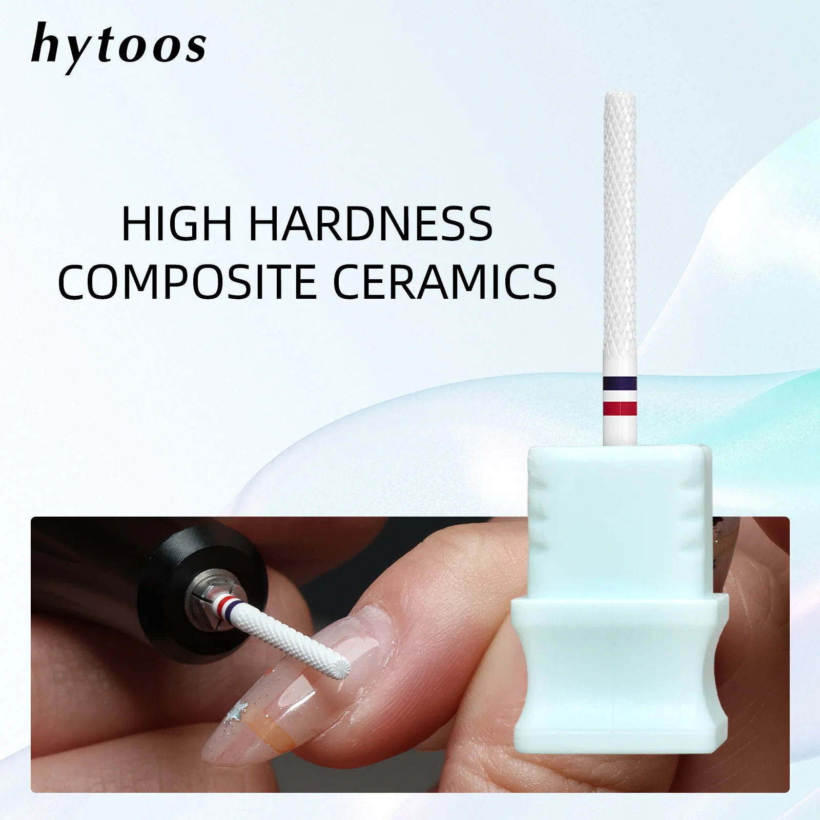 

HYTOOS 2.2mm R Cut Long Flute Mini Barrel Nail Drill Bits White Composite Ceramic Pro E-file Bit for Cuticle Clean Gel Removal